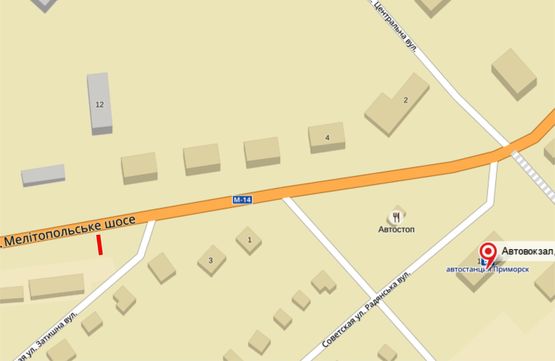 Схема рекламної площини за адресою Мелитопольское ш - Затишна ул.