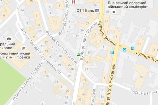 Схема рекламной плоскости по адресу Івана Франка вул. - Саксаганського вул.