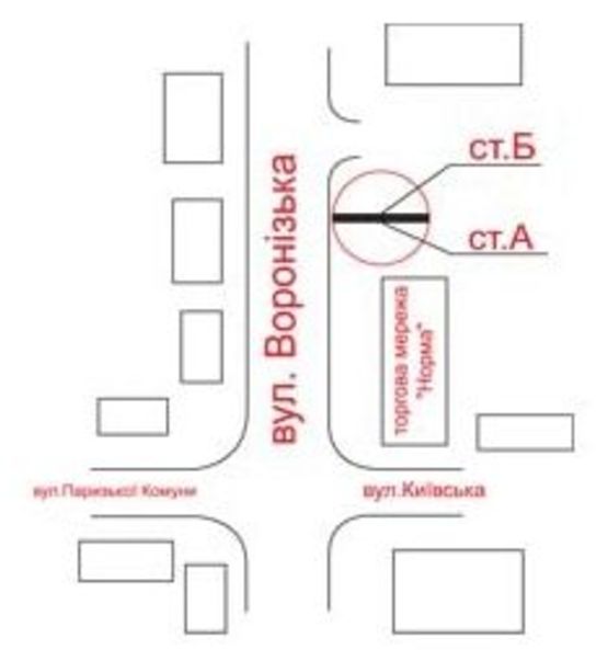 Схема рекламной плоскости по адресу ул.Воронежская