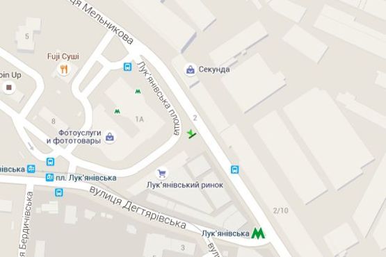 Схема рекламной плоскости по адресу Мельникова вул., ст.метро"Лукьяновская": напротив завода им. Артема (№1 в напр. Михайлівської пл. )