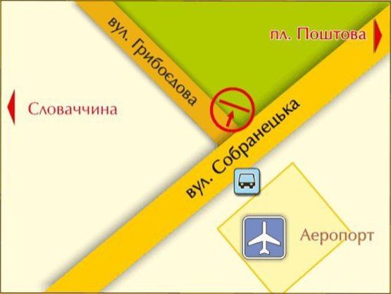 Схема рекламной плоскости по адресу м. Ужгород, вул. Собранецька – Грибоєдова, біля лікарні
