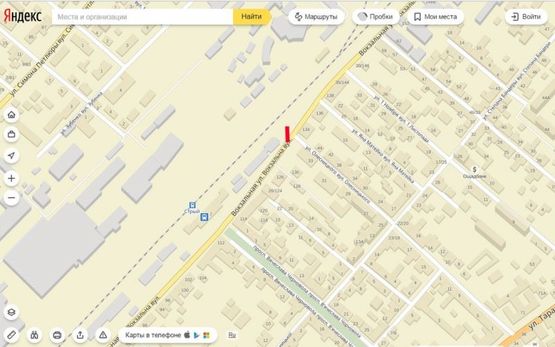 Схема рекламной плоскости по адресу Вокзальна-Олесницького ( заїзд на вокзальну площу)