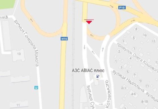 Схема рекламной плоскости по адресу Лесная просека ул. - Золотоношское шоссе