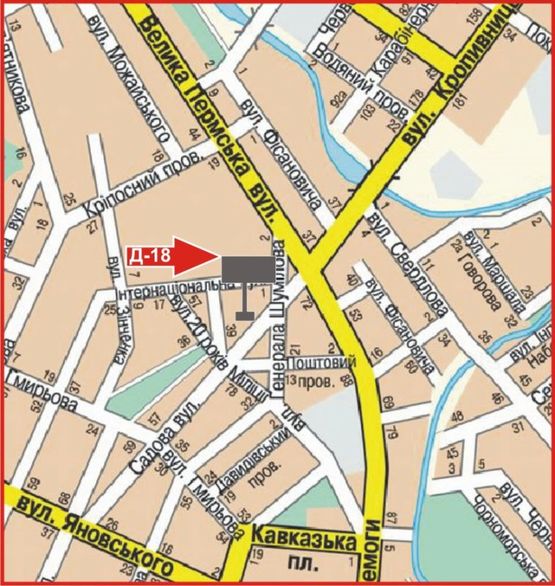 Схема рекламной плоскости по адресу ул.Садовая