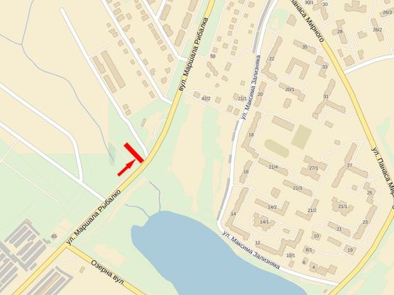 Схема рекламної площини за адресою Рыбалка М. ул. - ул. Кубаса, м-н Отрадное