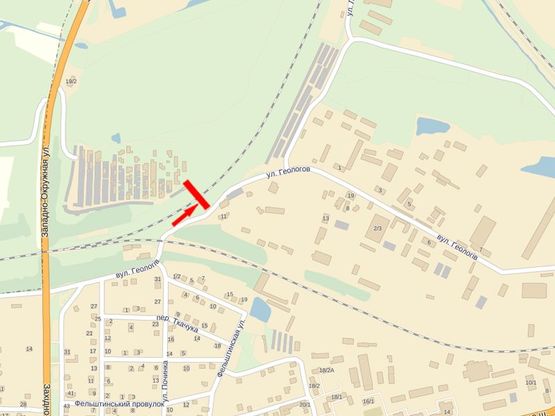 Схема рекламної площини за адресою Геологов ул., 2/1, возле оптовых вещевых рынков