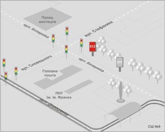 Схема рекламной плоскости по адресу Коперника вул., 11
