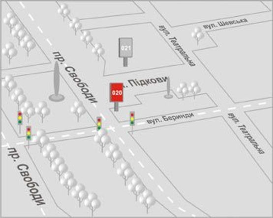 Схема рекламной плоскости по адресу Свободи пр-т - І.Підкови пл.