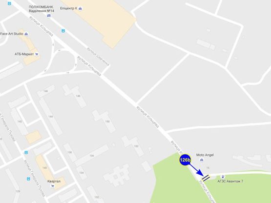 Схема рекламної площини за адресою ул. Кольцева 16а (сторона Б)