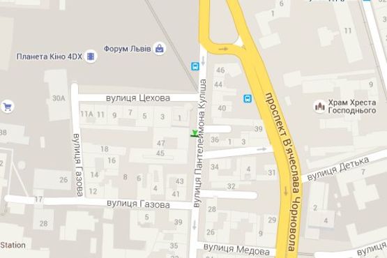 Схема рекламной плоскости по адресу Пантелеймона Куліша вул., 47