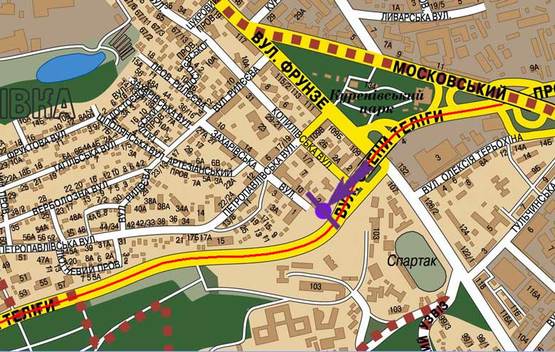 Схема рекламной плоскости по адресу ул.Телиги, ул.Захаровская направление на Дорогожичи