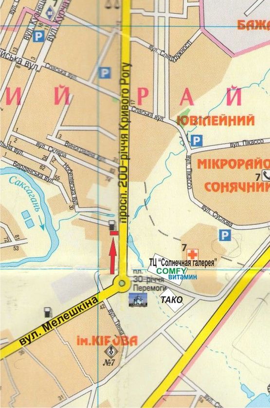 Схема рекламной плоскости по адресу магистраль      пр. 200 лет Кривому Рогу     ( АЗС, остановочный комплекс, Спассо-Преображенский собор)