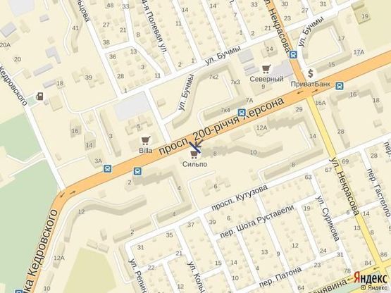 Схема рекламной плоскости по адресу Пр.200 лет Херсона (р-н супермаркета Сельпо)