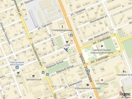 Схема рекламной плоскости по адресу ул.Маяковского (р-н супермаркета Сильпо)