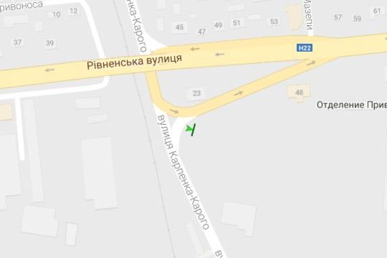 Схема рекламной плоскости по адресу Карпенка-Карого вул. - Рівненьська вул. (ліва)