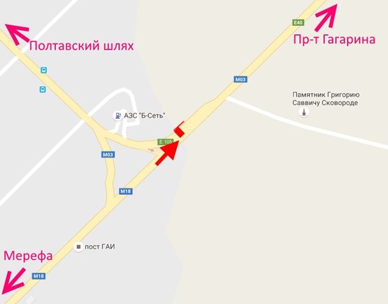 Схема рекламної площини за адресою Симферопольское шоссе-пос. Высокий-пост ГАИ-флажок №3 (въезд в город)