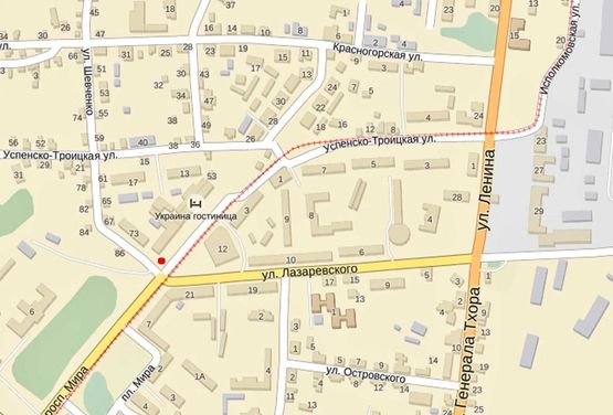 Схема рекламної площини за адресою пер. ул Шевченко- прос. Мира А