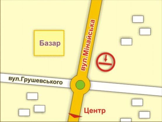 Схема рекламной плоскости по адресу м. Ужгород, вул. Грушевського – Минайська