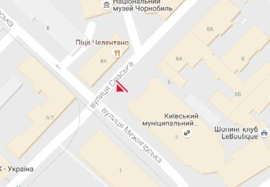 Схема рекламной плоскости по адресу Спасская ул. - Межигорская ул.