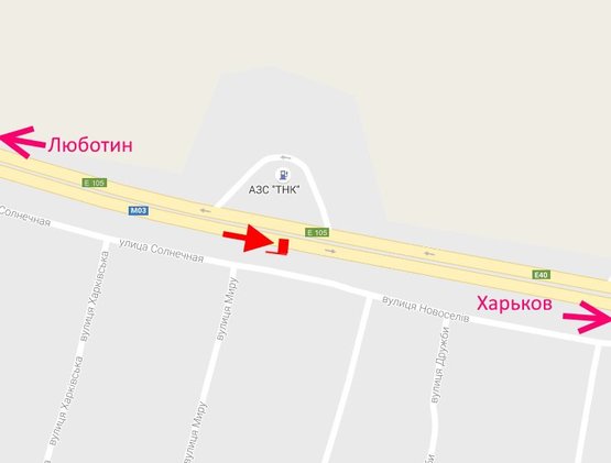 Схема рекламної площини за адресою Трасса Киев-Харьков-465 км-пос. Коротыч возле АЗС ТНК-в ст. Харькова