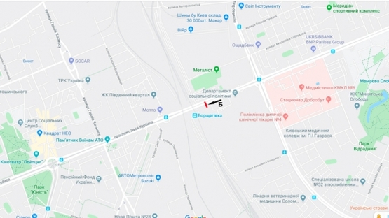 Схема рекламної площини за адресою просп. Комарова, 19, в напр. Окружной дороги (напротив ЖК "Сучасний Квартал")