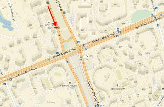 Схема рекламної площини за адресою Григоренка пр., 20