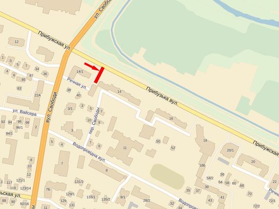 Схема рекламної площини за адресою Прибужская ул. - ул. Свободы, возле "Укрэксимбанка"