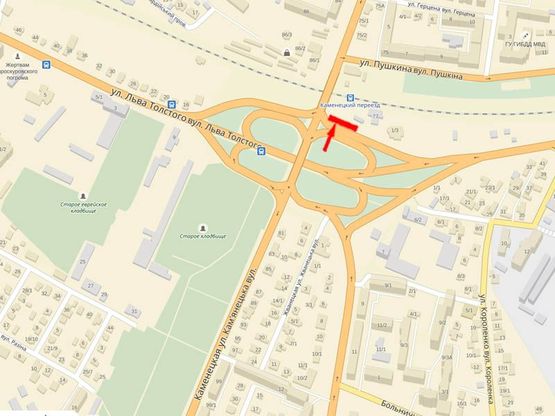 Схема рекламної площини за адресою Каменецкая ул. - ул.Толстого, развязка, левый