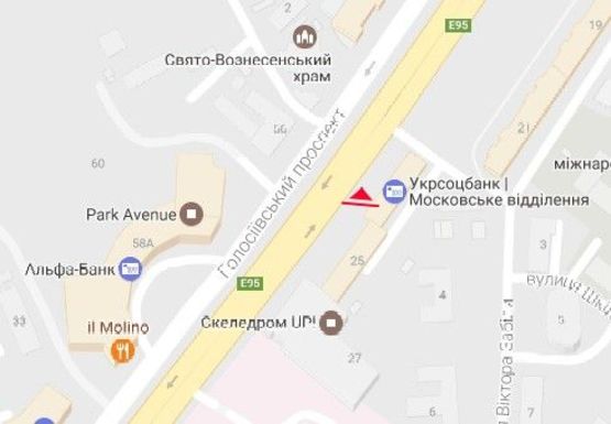 Схема рекламної площини за адресою Голосеевский пр. (40-летия Октября пр.), 25