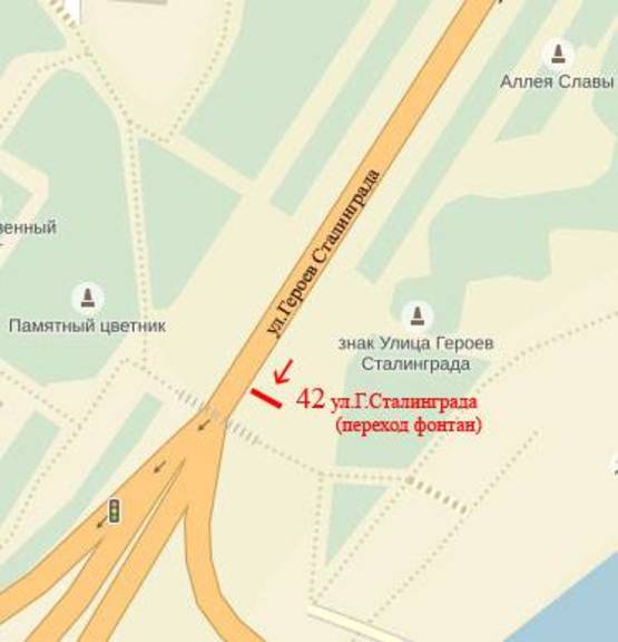 Схема рекламной плоскости по адресу ул.Г.Сталинграда (переход фонтан)