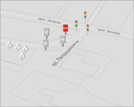 Схема рекламной плоскости по адресу Петрушевича пл., 10