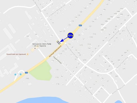 Схема рекламной плоскости по адресу ул. Шевченко 162 (сторона А)