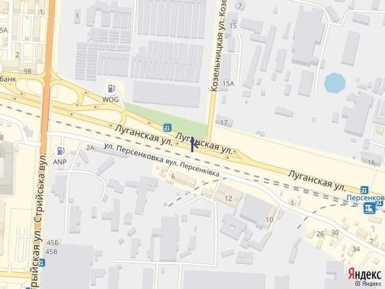 Схема рекламной плоскости по адресу вул.Луганська-вул.Козельницька, до вул.Стрийської