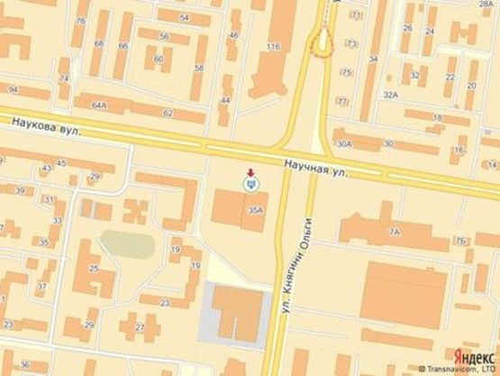 Схема рекламной плоскости по адресу вул.Наукова 35А, ТЦ ВАМ, праворуч від входу