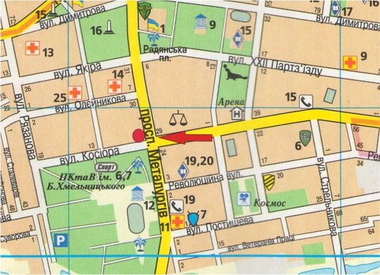 Схема рекламної площини за адресою светофор       пр.Металлургов - ул.Косиора