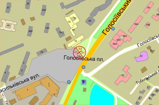 Схема рекламної площини за адресою Голосеевская площадь (разделитель, ст.А) по ходу из центра к ВДНХ