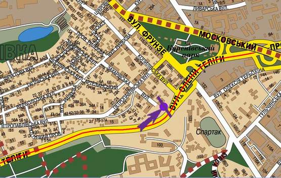 Схема рекламной плоскости по адресу ул.Телиги, ул.Захаровская направление на Петровку