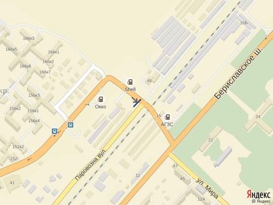 Схема рекламной плоскости по адресу Ж.переезд с ул.Паровозной на Бериславское ш.