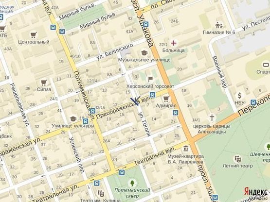 Схема рекламной плоскости по адресу Угол ул. Преображенской (Декабристов) и ул.Гоголя