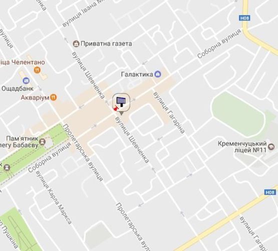 Схема рекламної площини за адресою просп. Свободы (ул.60л.Октября), 8а, перекр. с ул. Троицкой (Красина) и ул. Хорольской, возле Электростанции, напротив супермаркета «АТБ»