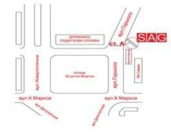 Схема рекламной плоскости по адресу ул.Горького,1