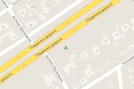 Схема рекламной плоскости по адресу Південна дорога, 6 - Державіна вул.