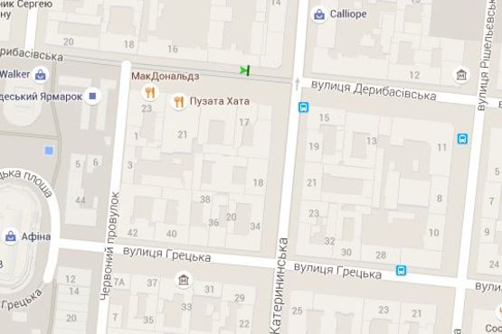 Схема рекламной плоскости по адресу Дерибасівска вул., 16/14 - Єкатеринінська вул.