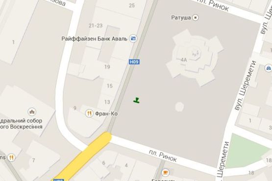 Схема рекламної площини за адресою Ратушна пл. - Галицька вул., 17