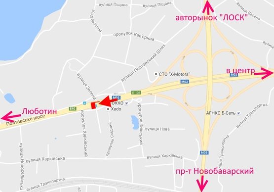 Схема рекламной плоскости по адресу Полтавский шлях- пост ГАИ-флажок№1 ,из центра