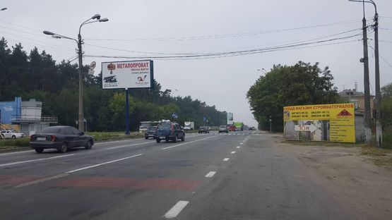 Схема рекламной плоскости по адресу Разделитель,Броварское шоссе  въезд в Киев КП ГАИ (А1)