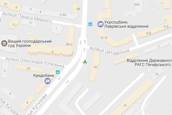 Схема рекламної площини за адресою Алмазова Генерала вул. (Кутузова вул.), №43/11 - Цитадельна вул. (в напр. пл.Слави №3)