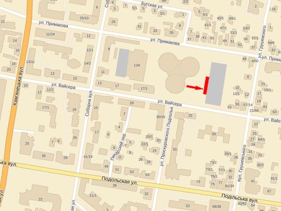 Схема рекламної площини за адресою Соборная ул., 11, возле продуктового рынка