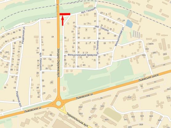 Схема рекламної площини за адресою Западноокружная ул. - ул. Геологов