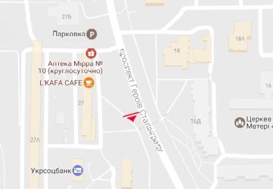 Схема рекламної площини за адресою Героев Сталинграда пр., 27